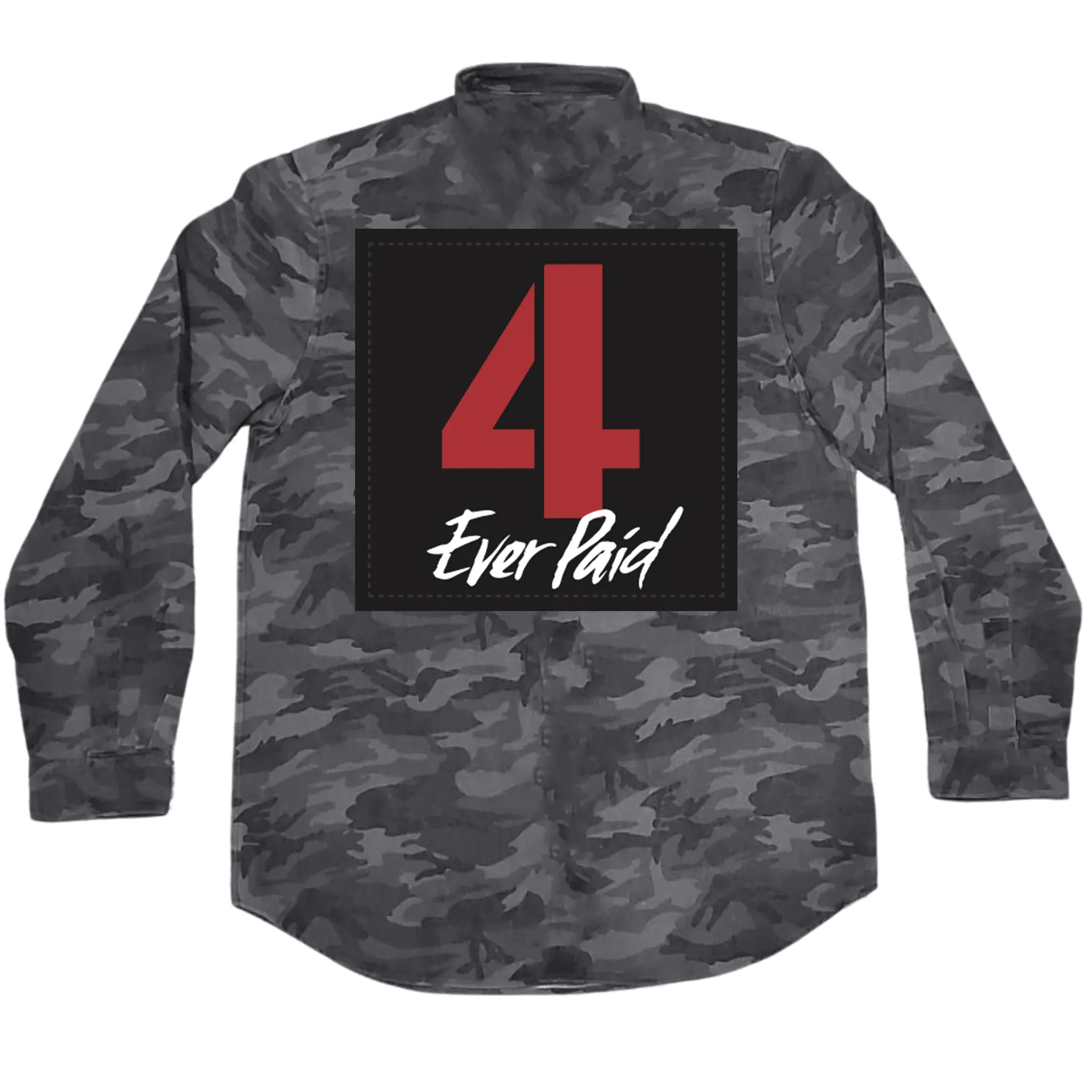 4 Ever Paid - Grey Camo Oxford Long Sleeve Shirt