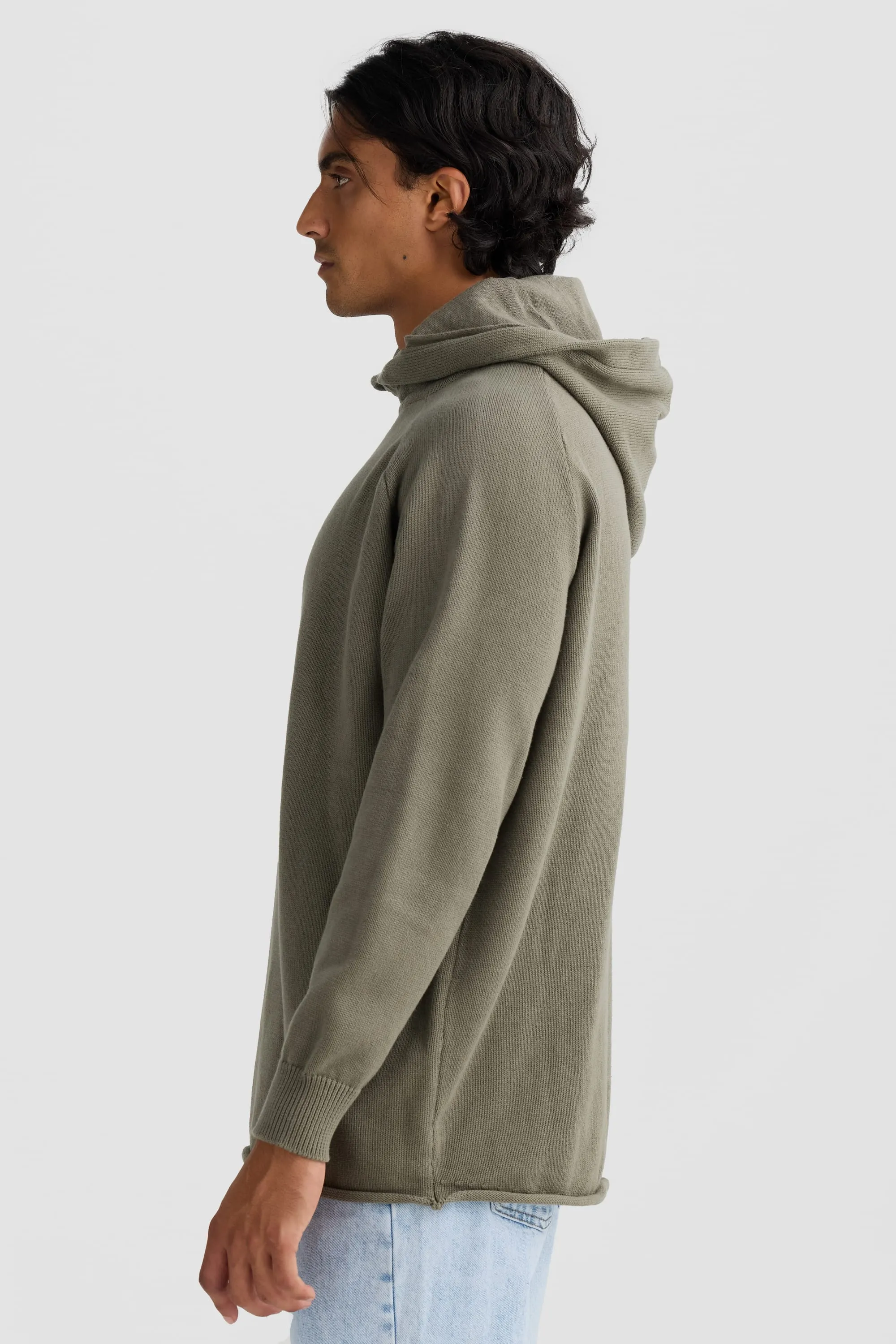 Atlas Knit Hoodie Moss