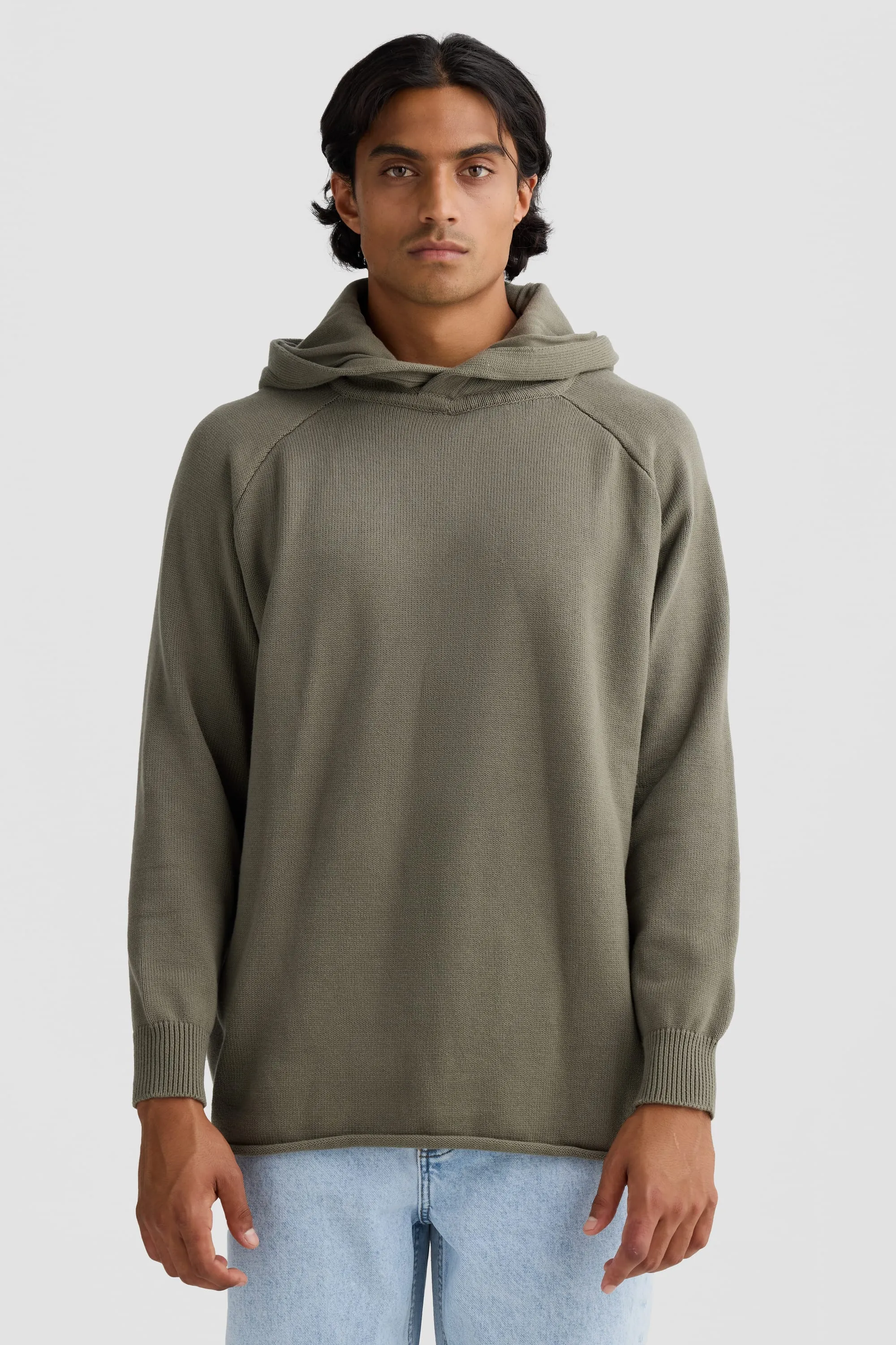 Atlas Knit Hoodie Moss