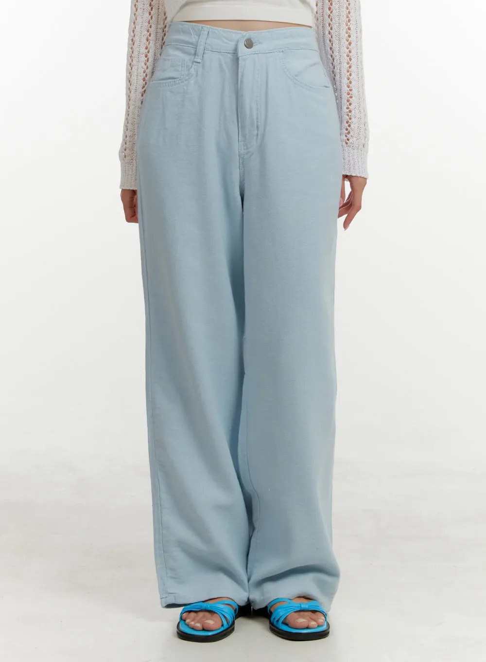 Basic Cotton Wide-Leg Pants OY409