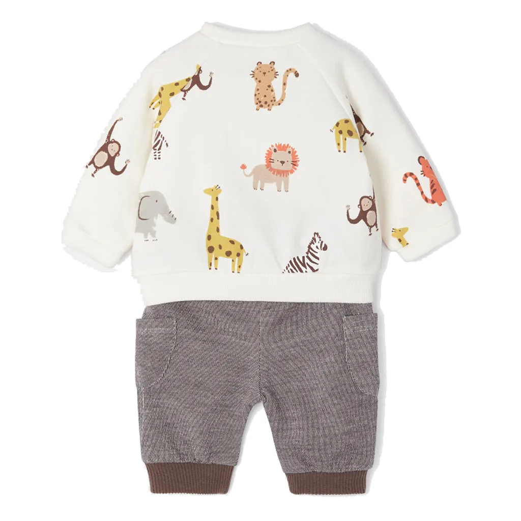 Beige Animal Graphic Dual Outfit Set