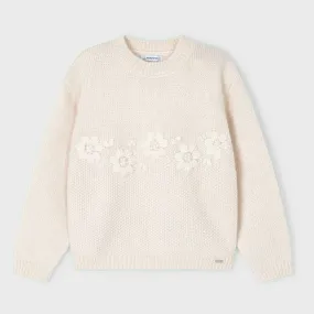 Beige Daisy Knit Sweater