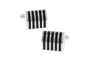 Black and Silver Bar Cufflinks