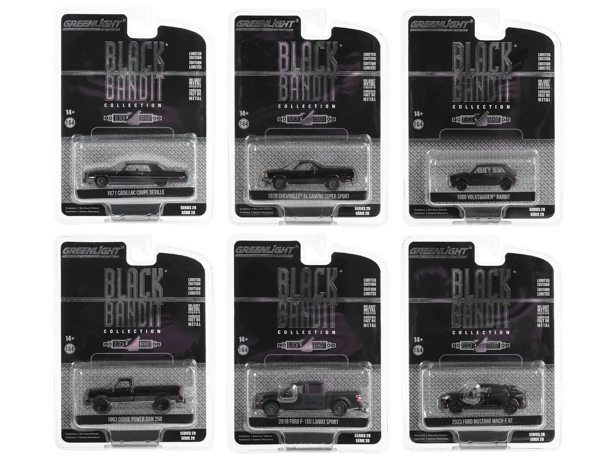 Black Bandit 6 piece Set Series 28 1/64 Diecast Model Cars by Greenlight