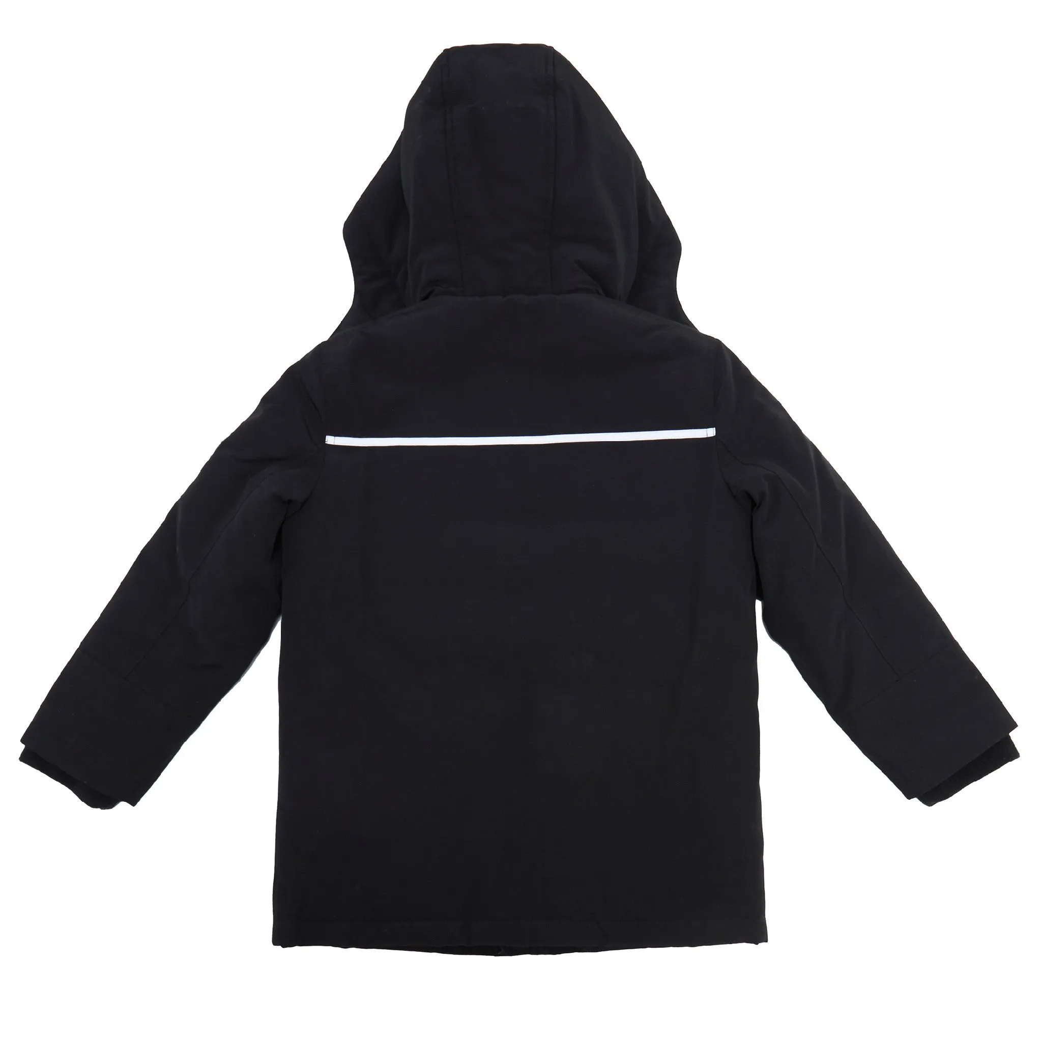 Boys Black Reflective Hooded Parka