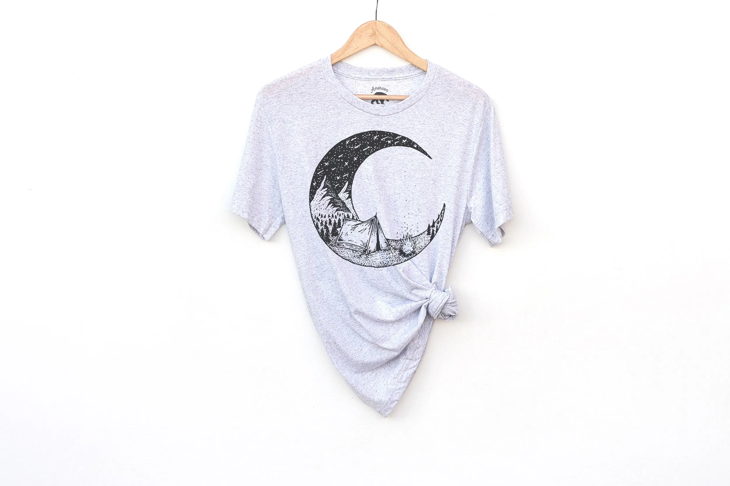 Camping Bonfire Crescent Moon Adult Shirts