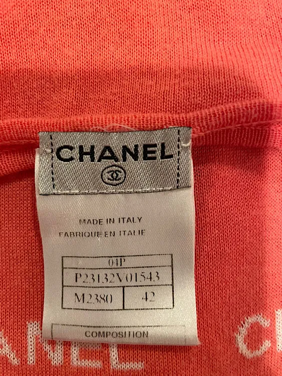 Chanel 04P, 2004 Spring Salmon/Orange Sleeveless sweater “Chanel 8 times in design FR 42 US 8