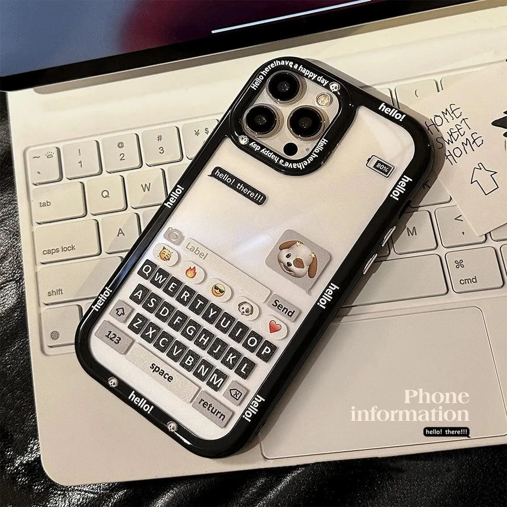 Chat Keyboard Puppy Pattern - Cute Phone Case For iPhone 13, 14, 11, 12 Pro Max, XS, XR, X, 7, 8, 14 Plus, or SE