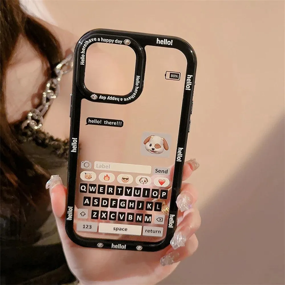 Chat Keyboard Puppy Pattern - Cute Phone Case For iPhone 13, 14, 11, 12 Pro Max, XS, XR, X, 7, 8, 14 Plus, or SE