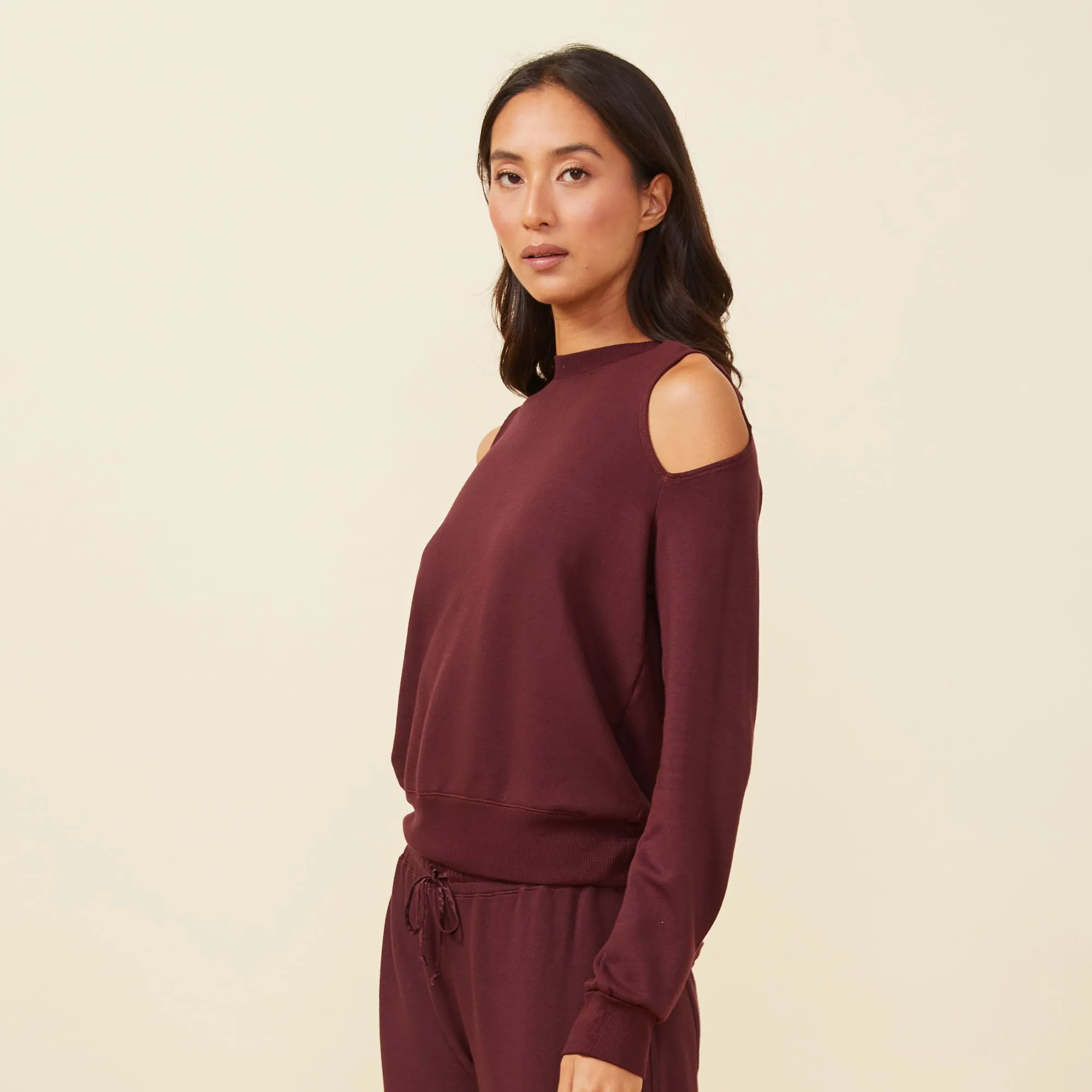 Cold Shoulder Crew Neck Sweatshirt