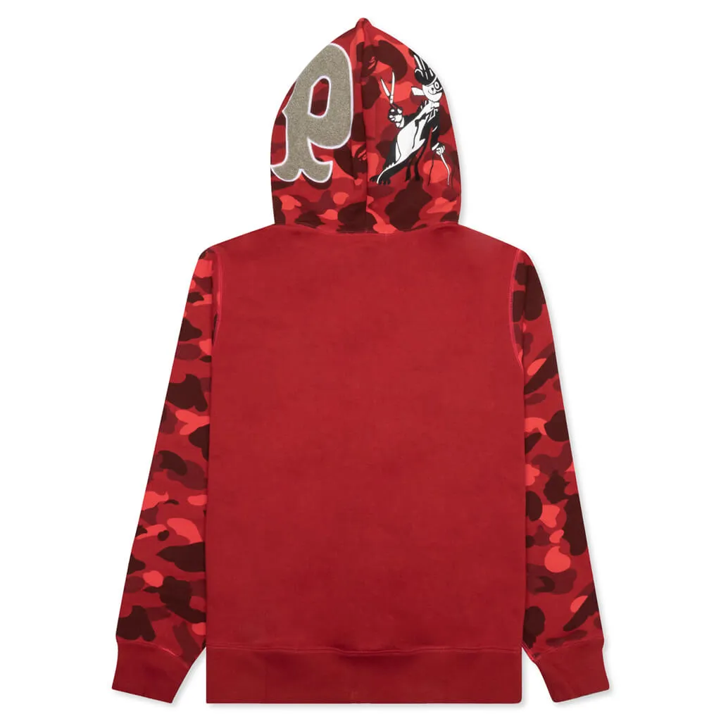 Color Camo Panda Full Zip Hoodie - Red