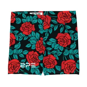 Crimson Roses Workout Shorts