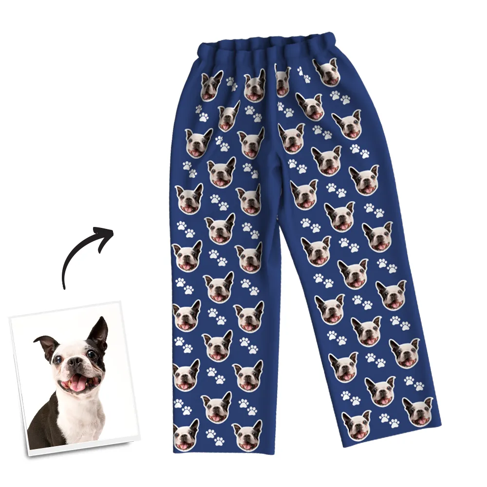 Custom Dog Photo Pajama Pants, Sleepwear, Nightwear