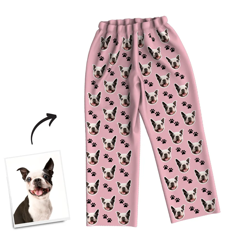 Custom Dog Photo Pajama Pants, Sleepwear, Nightwear