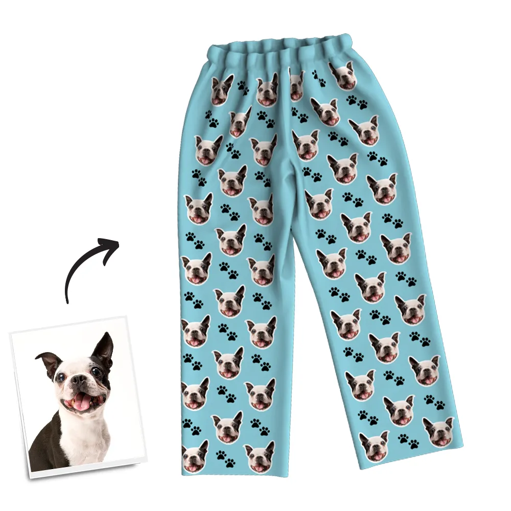 Custom Dog Photo Pajama Pants, Sleepwear, Nightwear