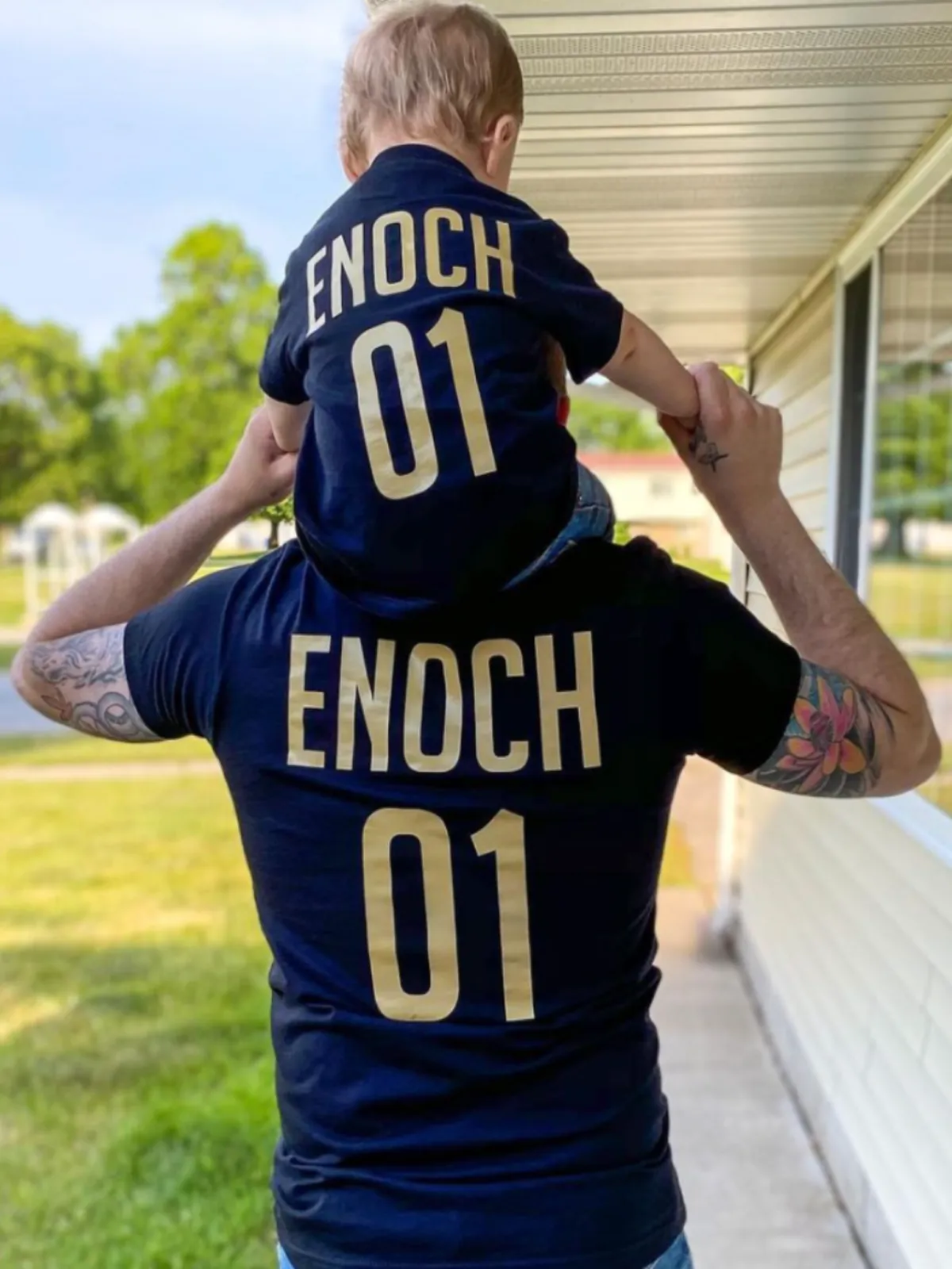 Daddy and Me Matching Personalized Jersey Shirts - Black