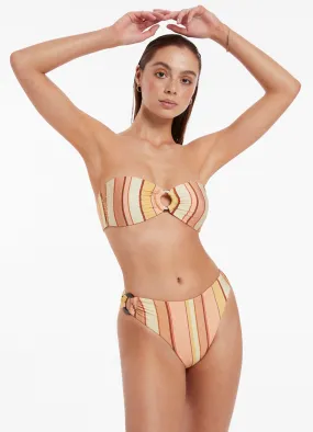 Fira Stripe High Leg Trim Bikini Bottom - Marigold