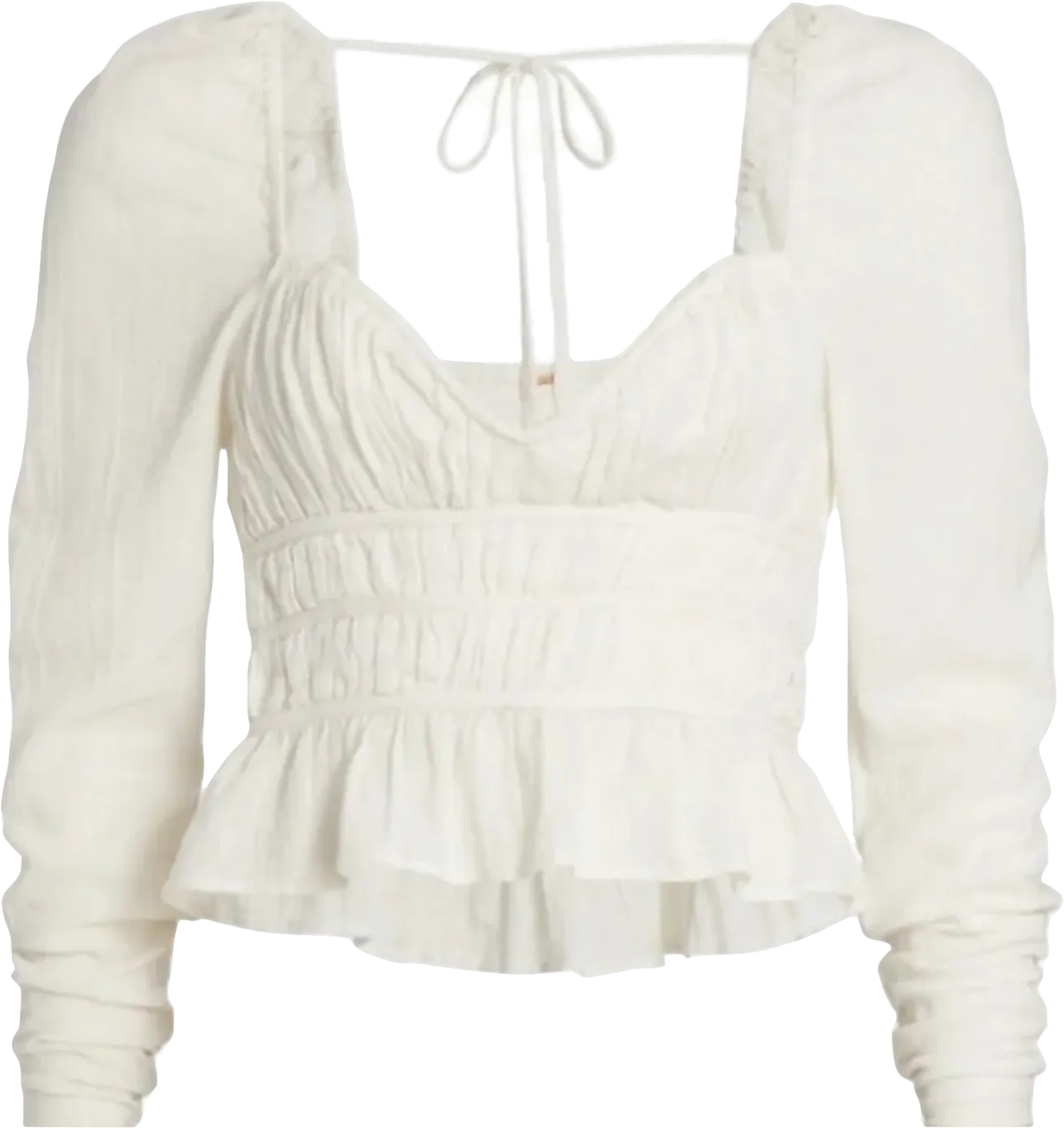 Free People White Ruched Blouse With Structured Sweetheart Neckline UK XS