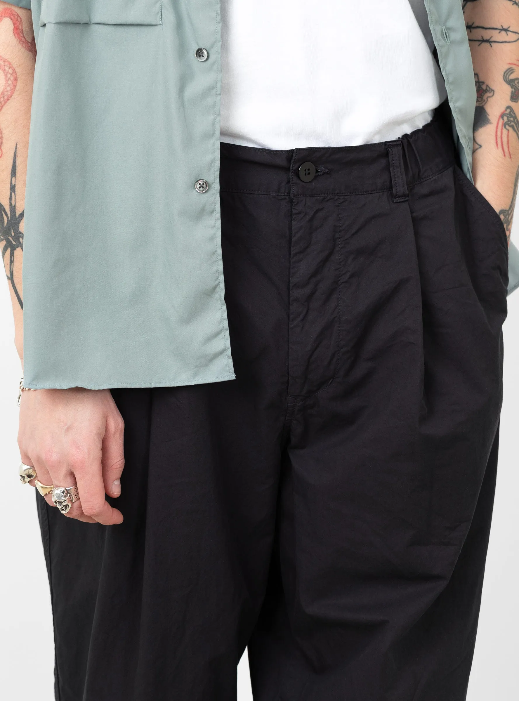 Garment Dye Deep Tuck Pants Ink Black