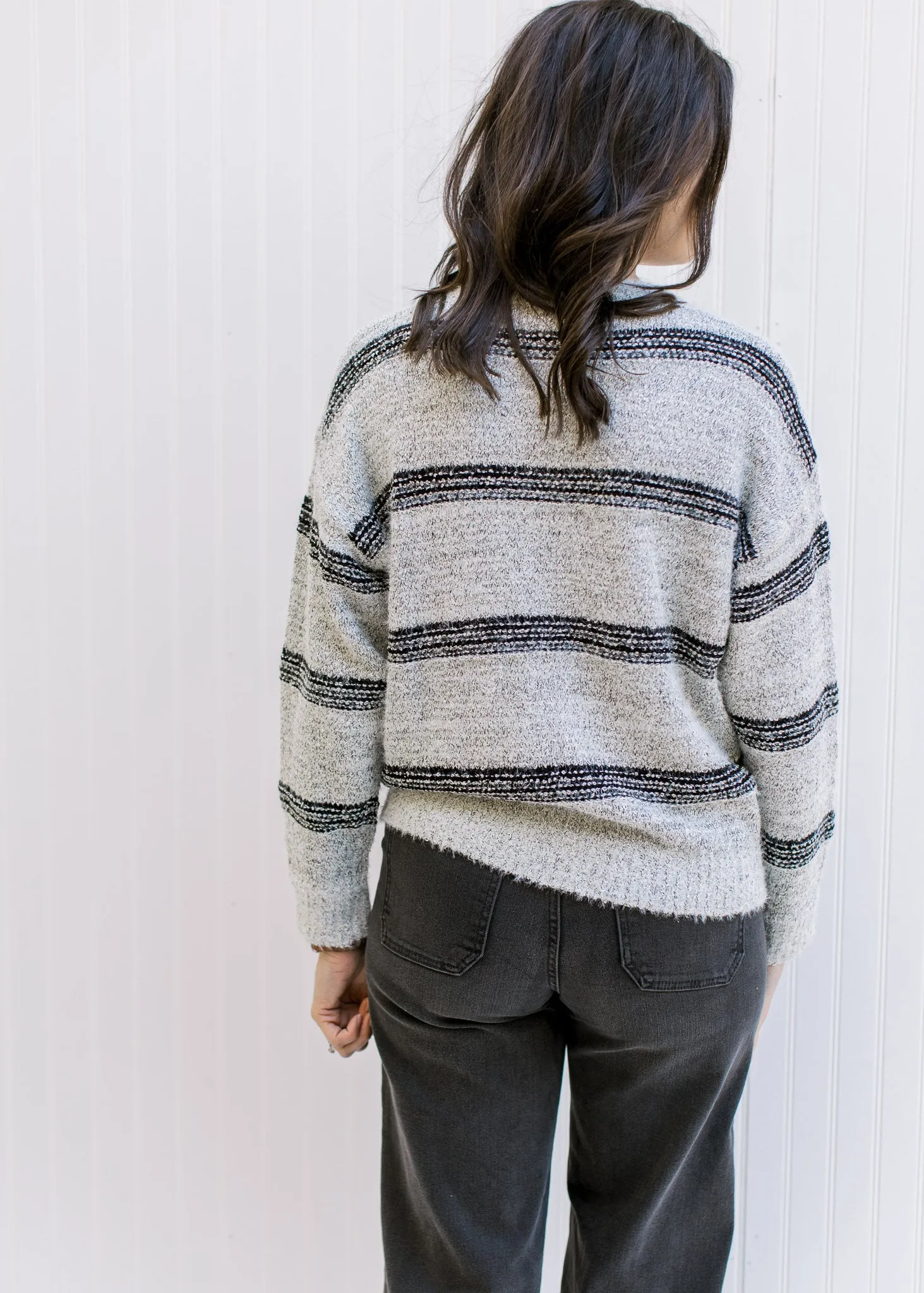 Gray and Black Striped Sweater