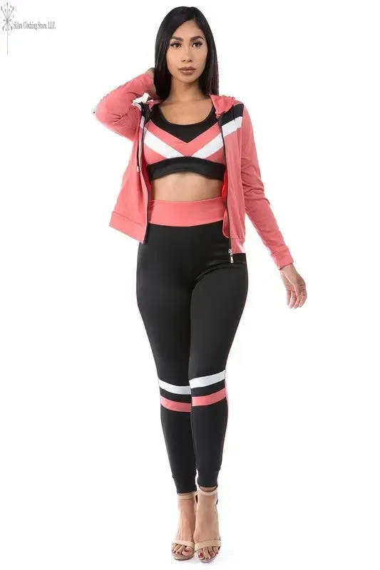 Gym wear Set 3 Piece Pink