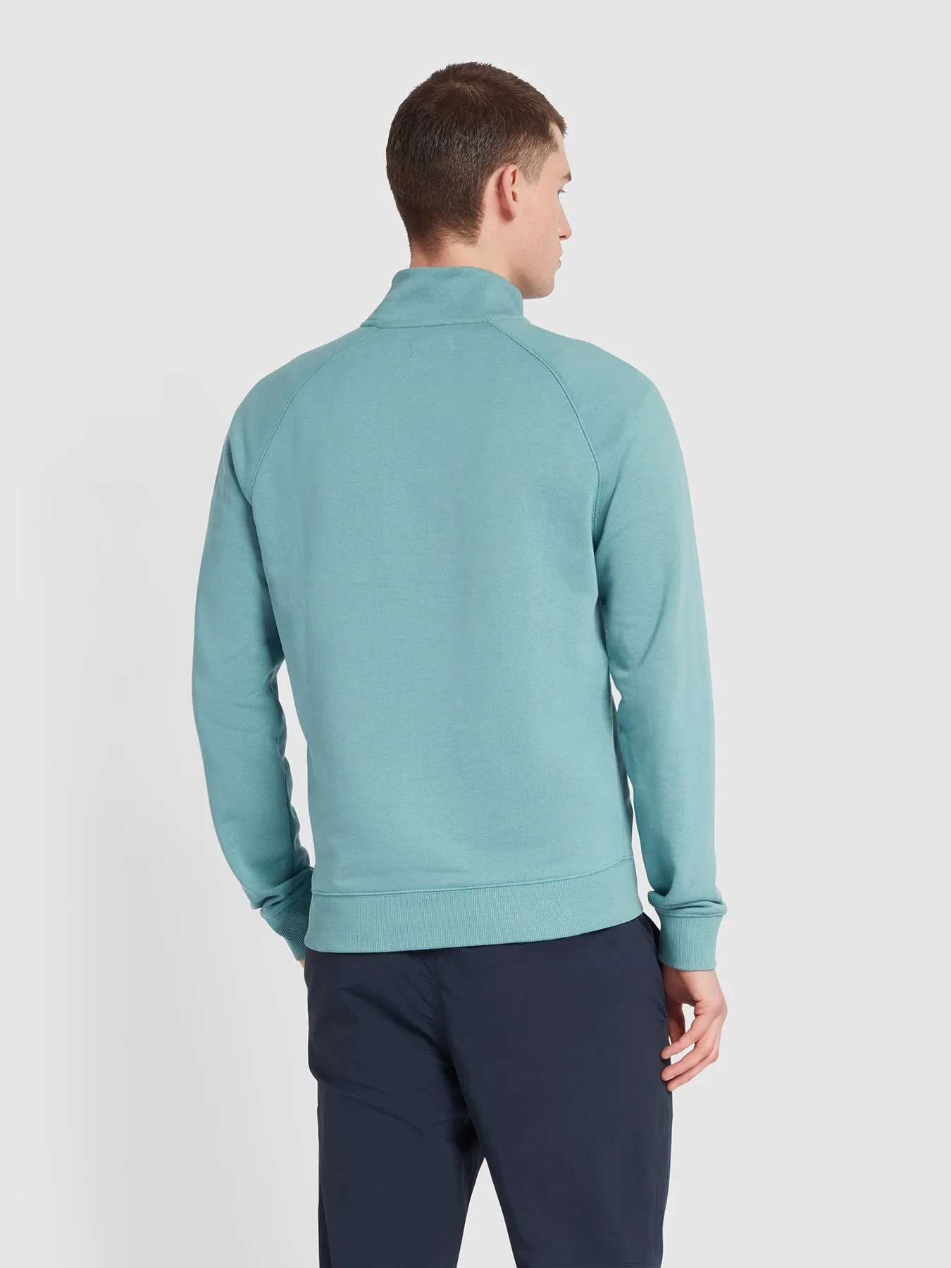 Jim Organic Cotton Quarter Zip Sweatshirt In Brook Blue