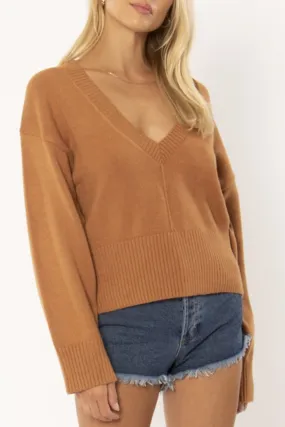 Keri V Neck Tamarind Terracotta Knit Jumper