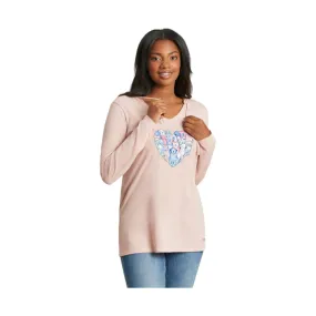 Life Is Good Women's Heart of Dogs Long Sleeve Crusher-LITE Hooded Tee - Himalayan Pink