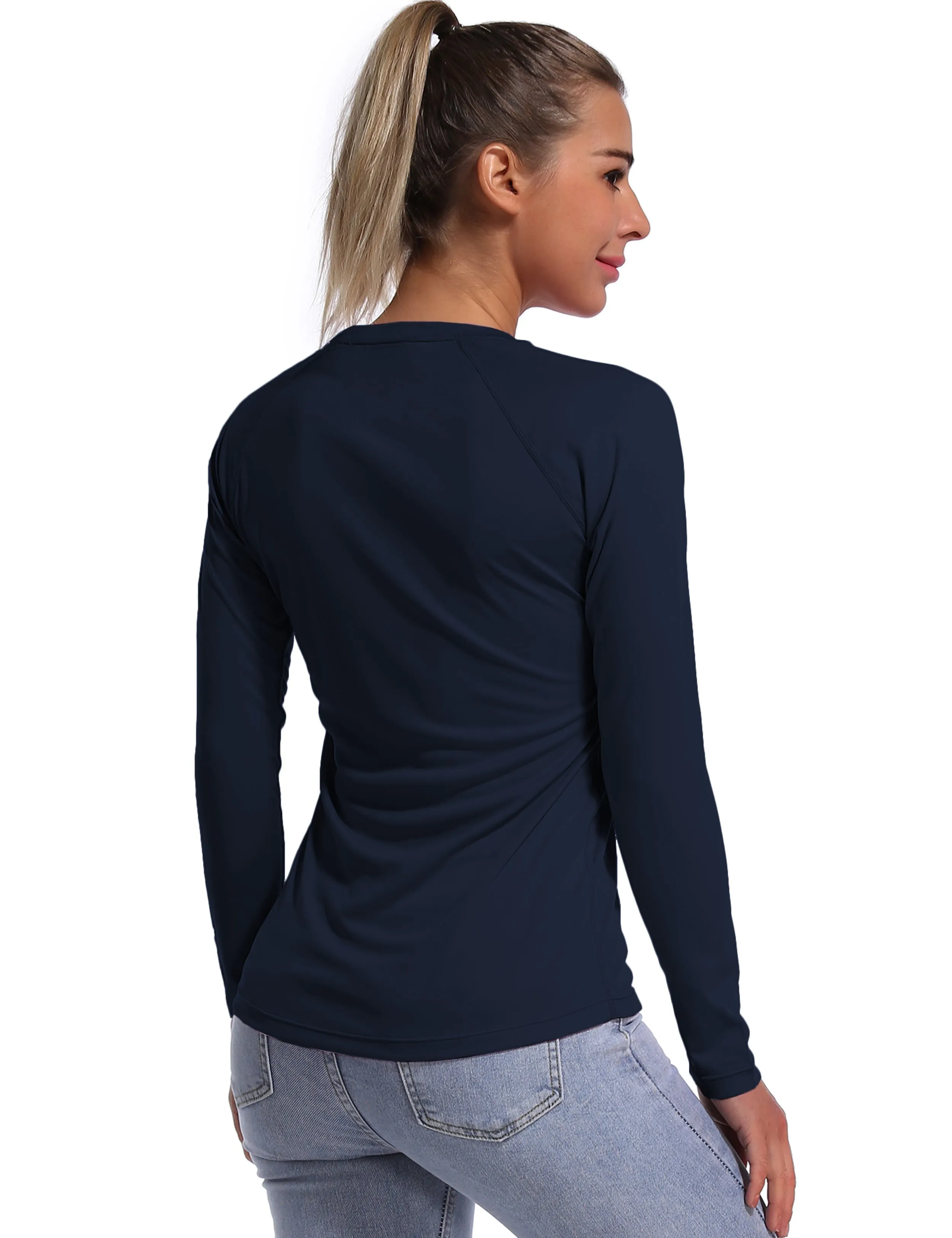 Long Sleeve Athletic Shirts darknavy_yogastudio