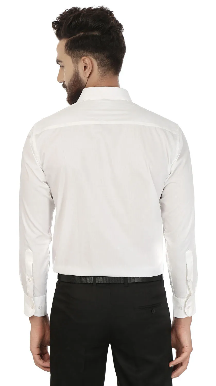 Men's Long Sleeve Cotton Button Down Dress Shirt (White)