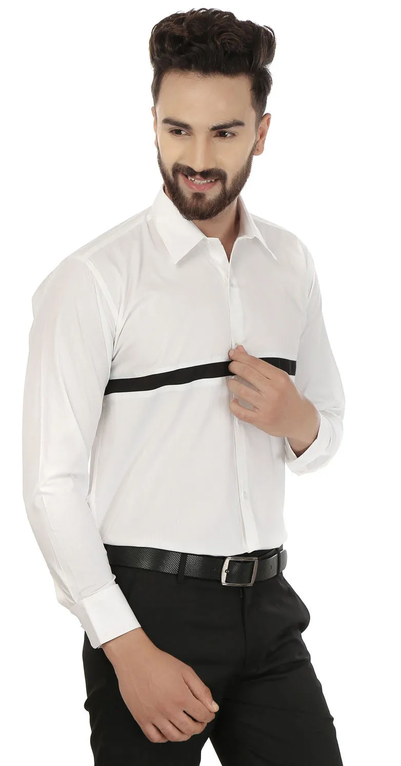 Men's Long Sleeve Cotton Button Down Dress Shirt (White)