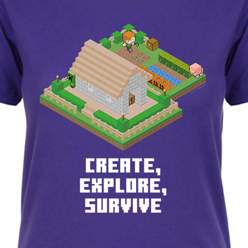 Minecraft Create, Explore, Survive Women's Short Sleeve T-Shirt