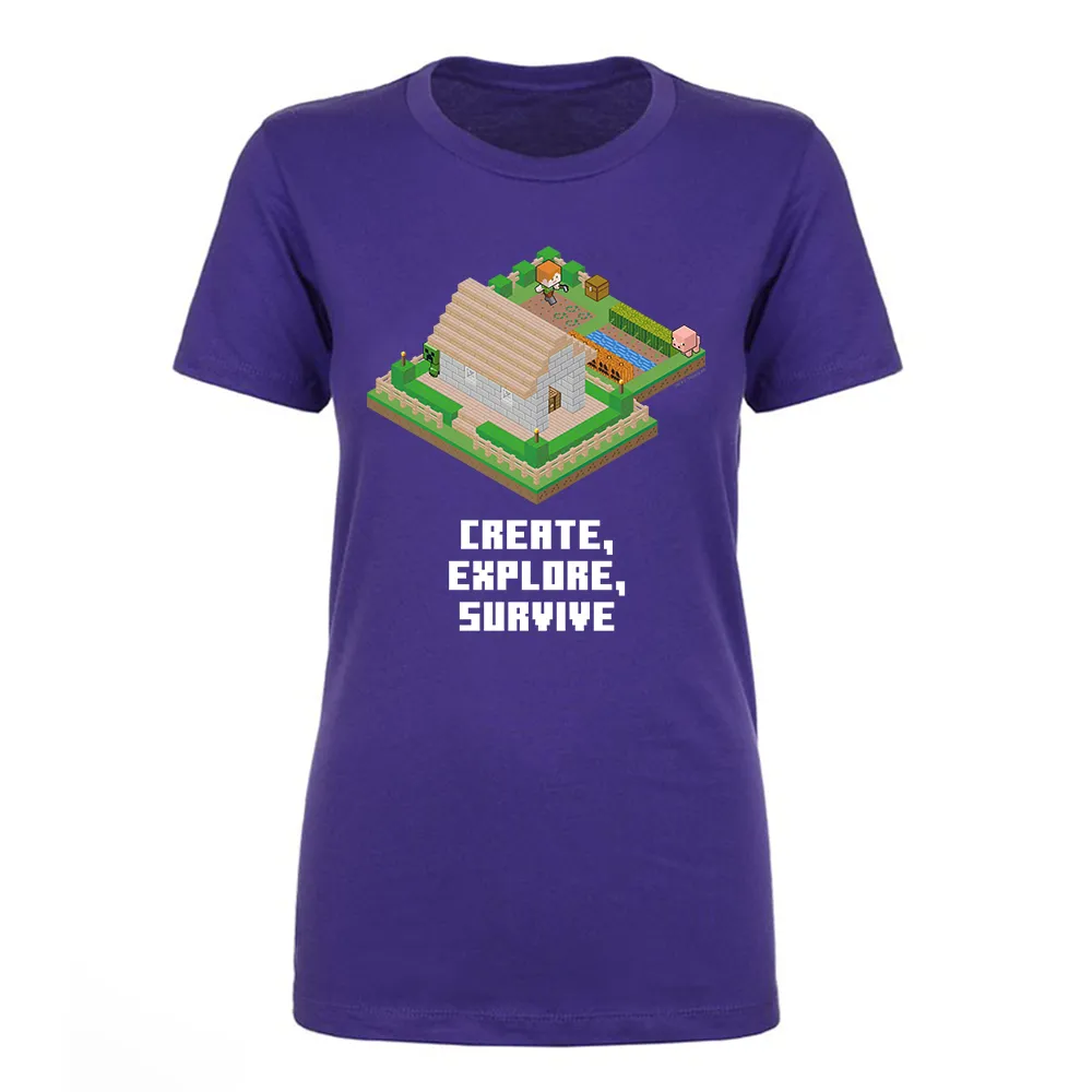 Minecraft Create, Explore, Survive Women's Short Sleeve T-Shirt