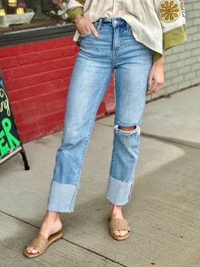 Patricia Risen Wide Cuffed Denim Jeans