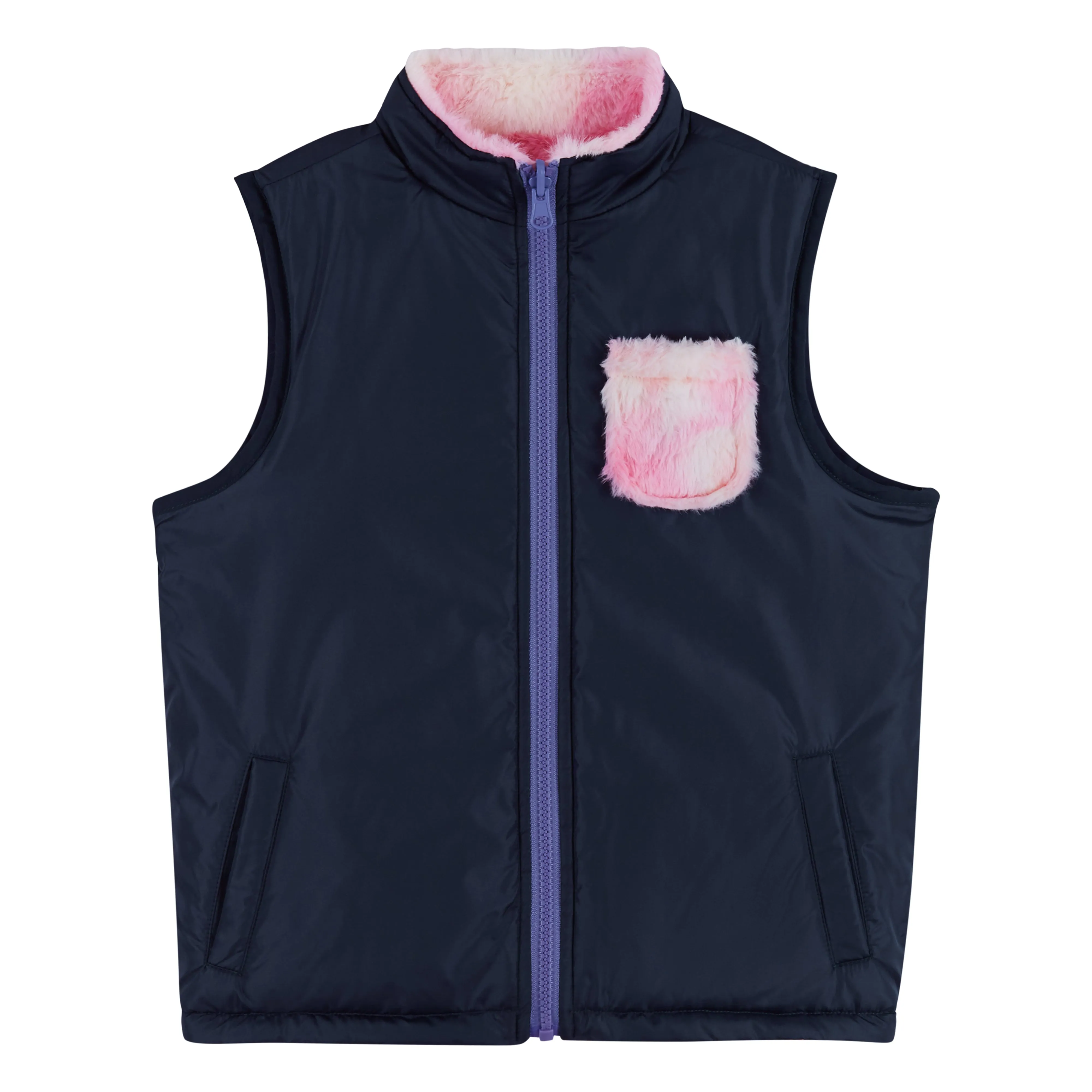 Pink Tie Dye Reversible Sherpa Vest