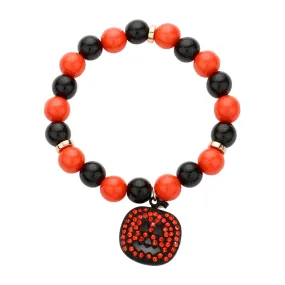 Pumpkin Charm Beaded Stretch Bracelet