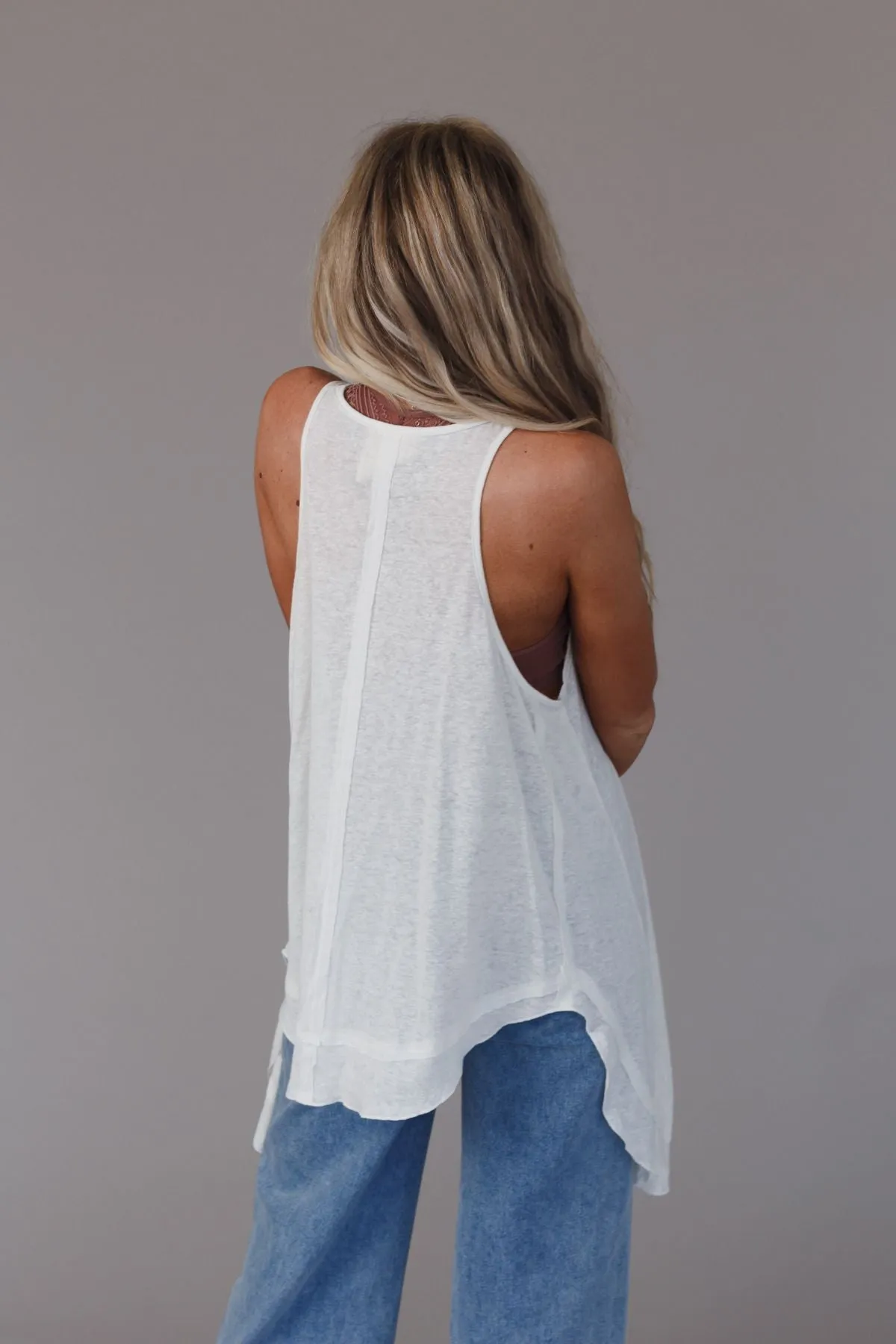 Rolling Stone Asymmetrical Tank Top - Off White