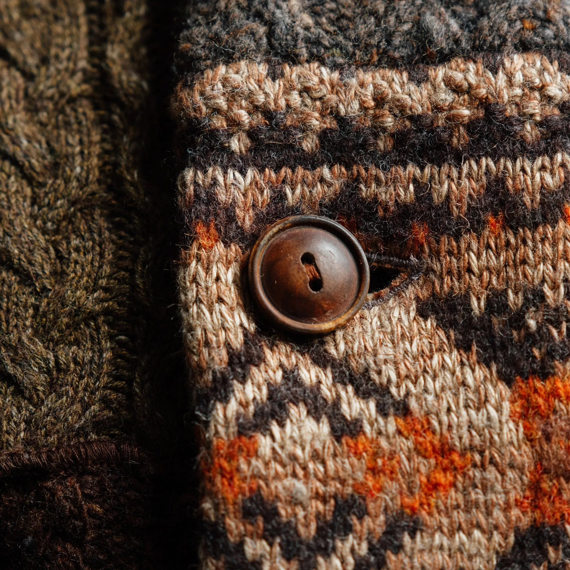 RRL Patchwork Wool-Blend Ranch Cardigan Brown Multi FINAL SALE