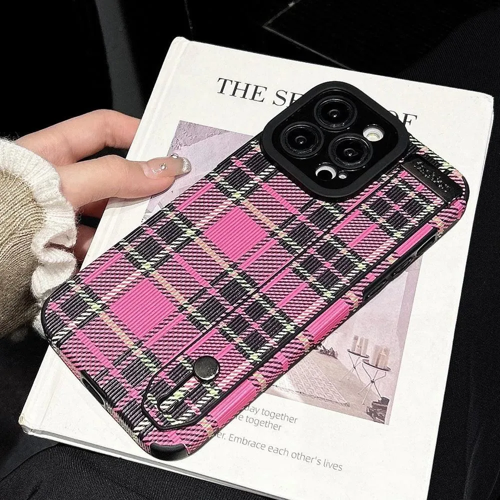 SCCPC211 Cute Phone Case For iPhone 15, 14, 11, 12, 13 Pro Max, XR, XS Max, 8, 7 Plus, and SE - Grid Lattice Pattern