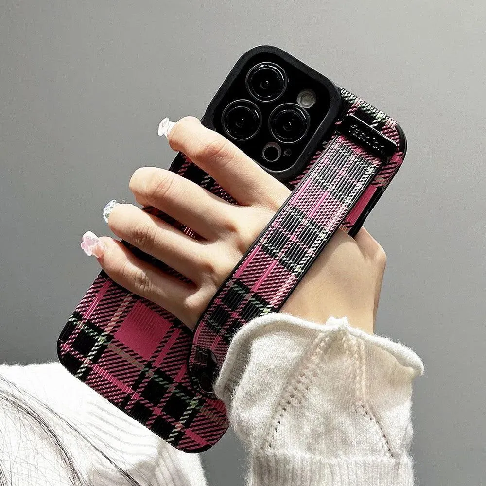 SCCPC211 Cute Phone Case For iPhone 15, 14, 11, 12, 13 Pro Max, XR, XS Max, 8, 7 Plus, and SE - Grid Lattice Pattern