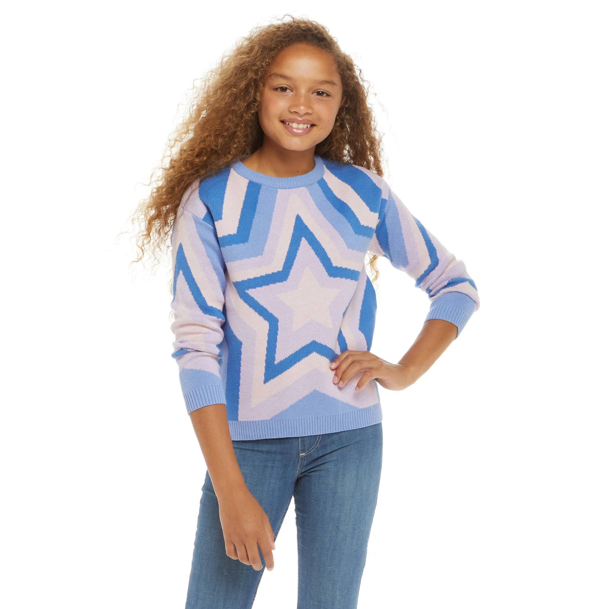 Star Stripe Sweater (Size 7 - 16 Years)  | Purple