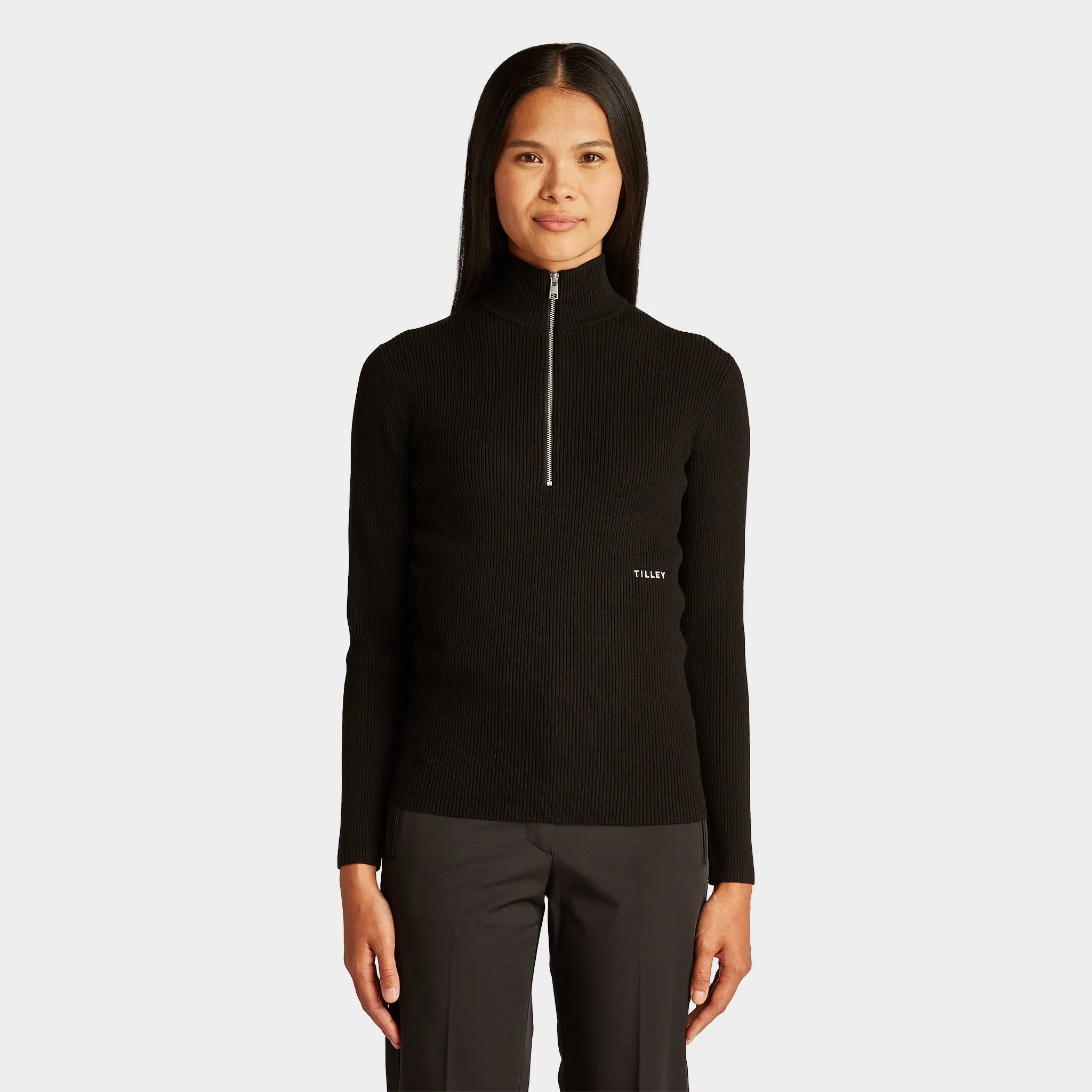 Stretch Merino Zip Turtleneck