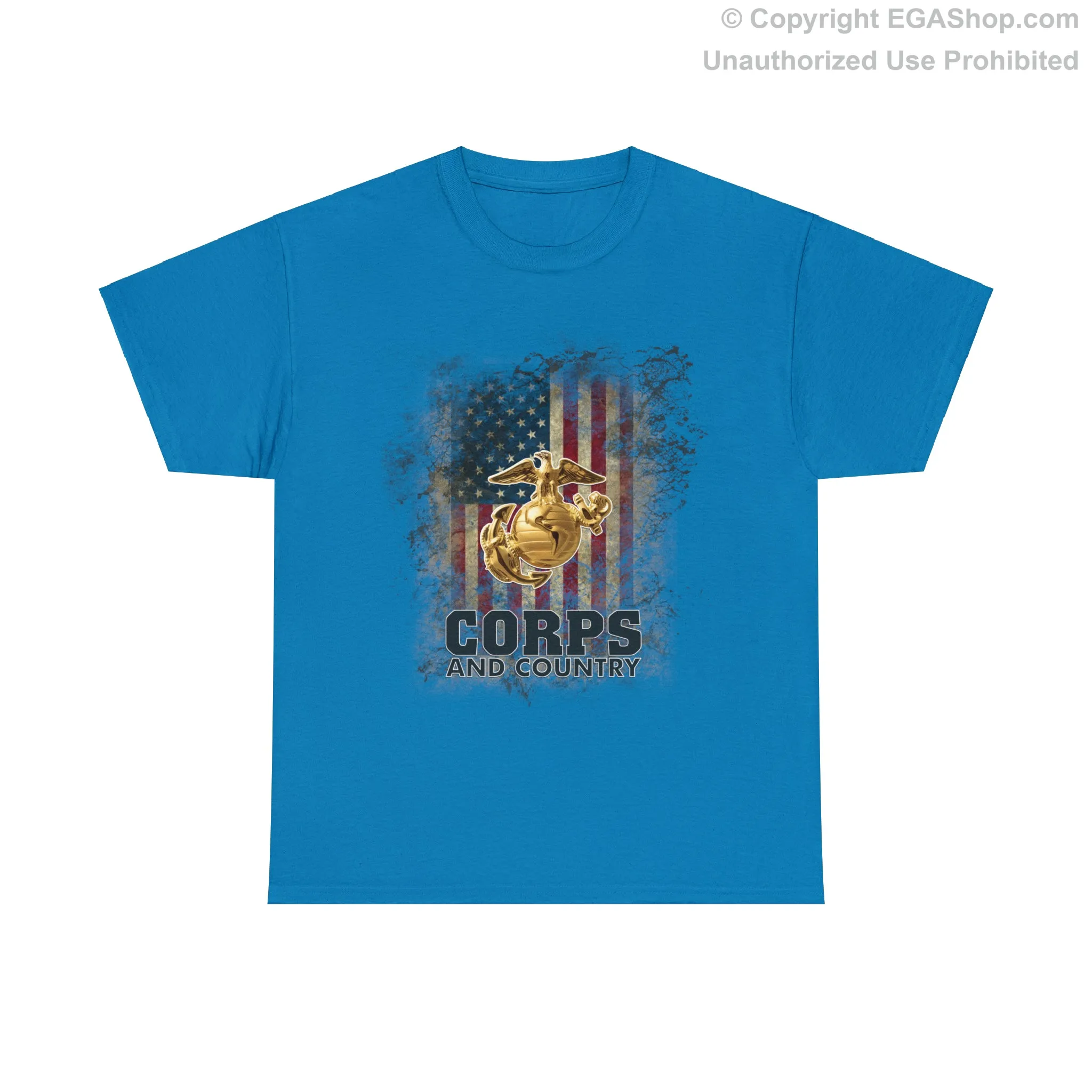 T-Shirt: Corps and Country with American Flag and EGA