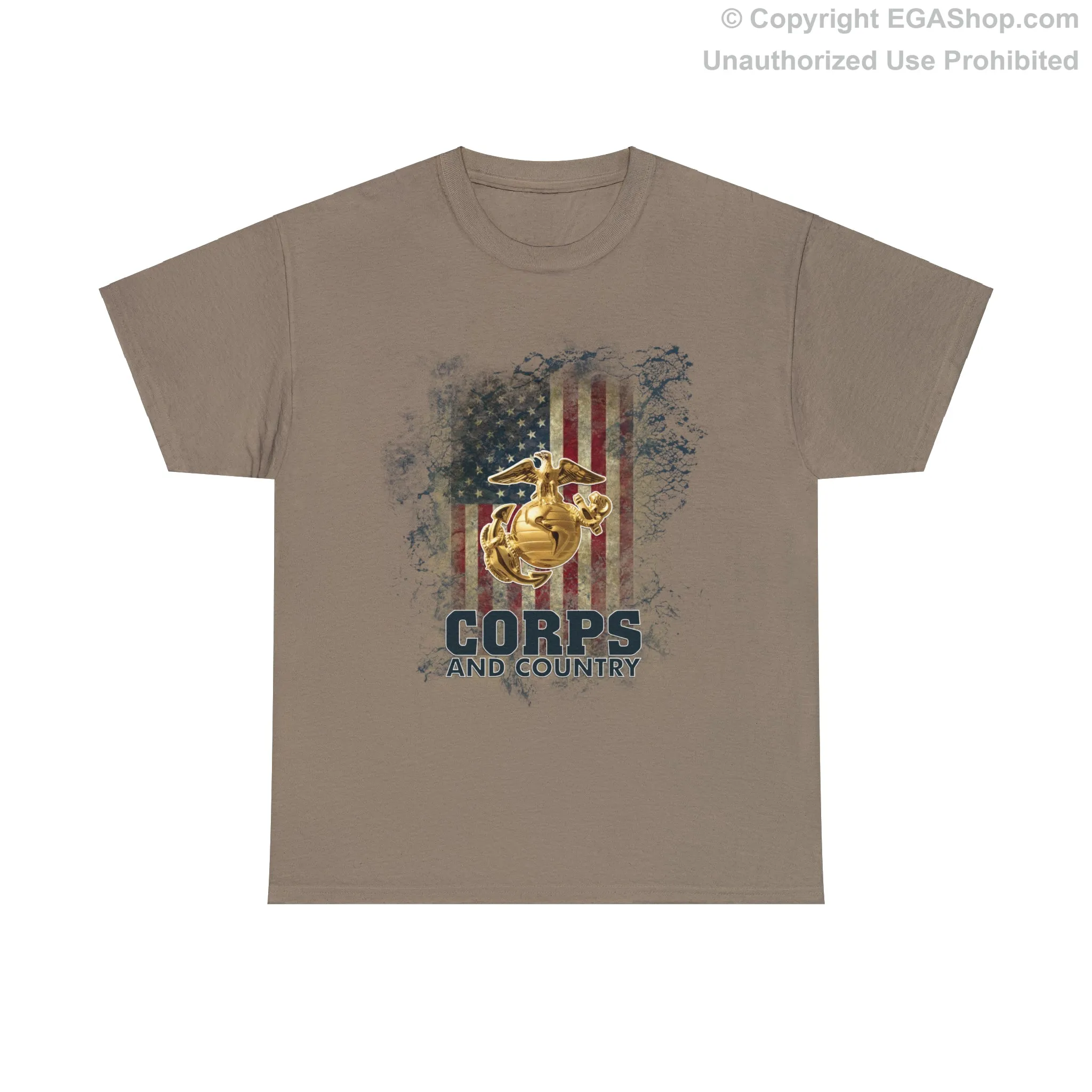 T-Shirt: Corps and Country with American Flag and EGA