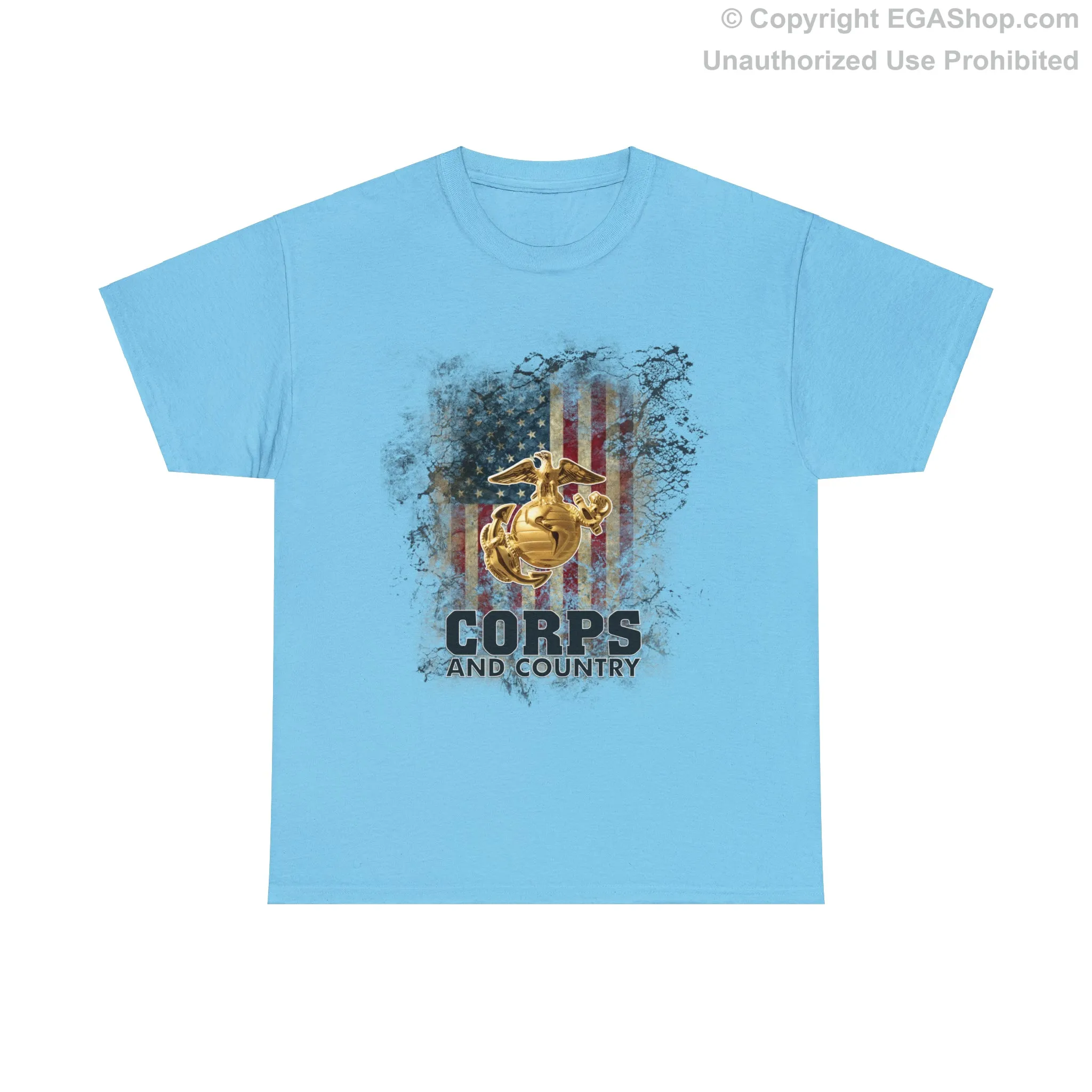 T-Shirt: Corps and Country with American Flag and EGA