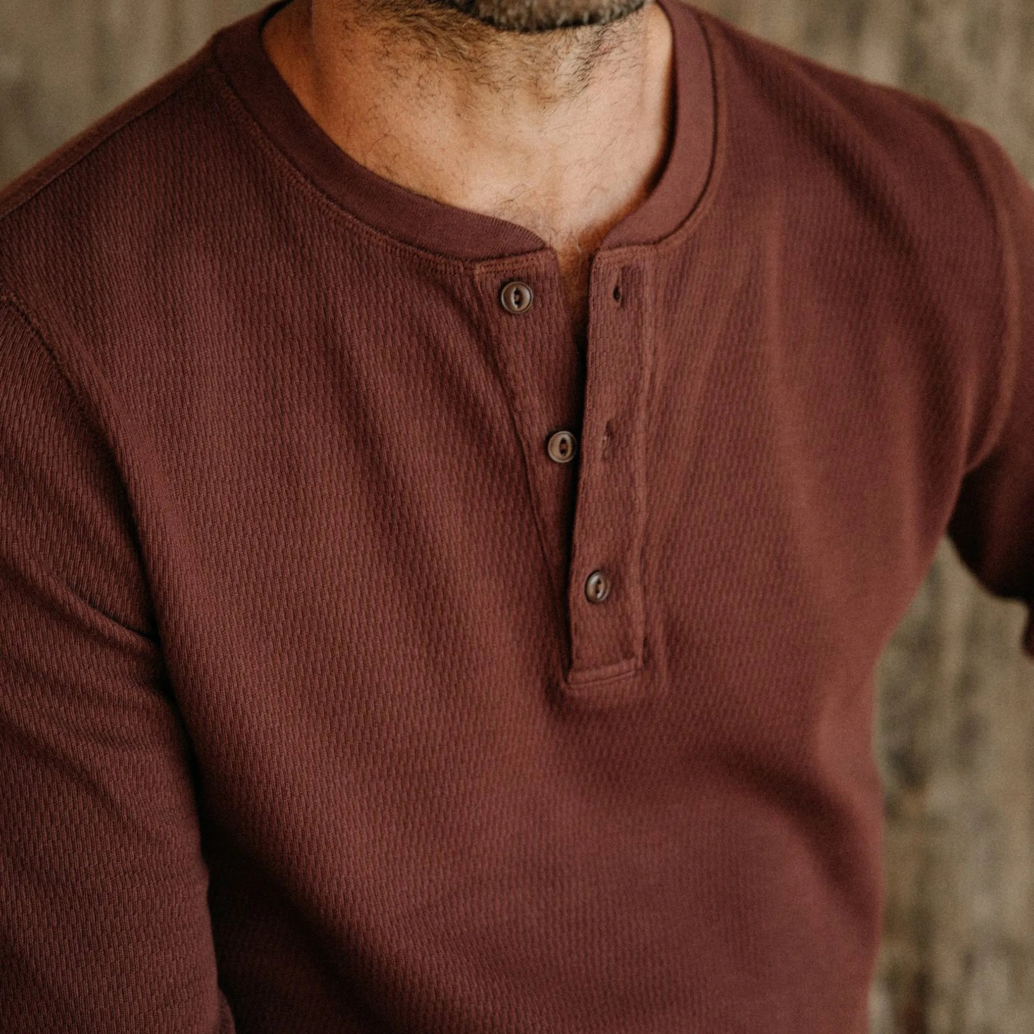 The Organic Cotton Waffle Henley in Burgundy