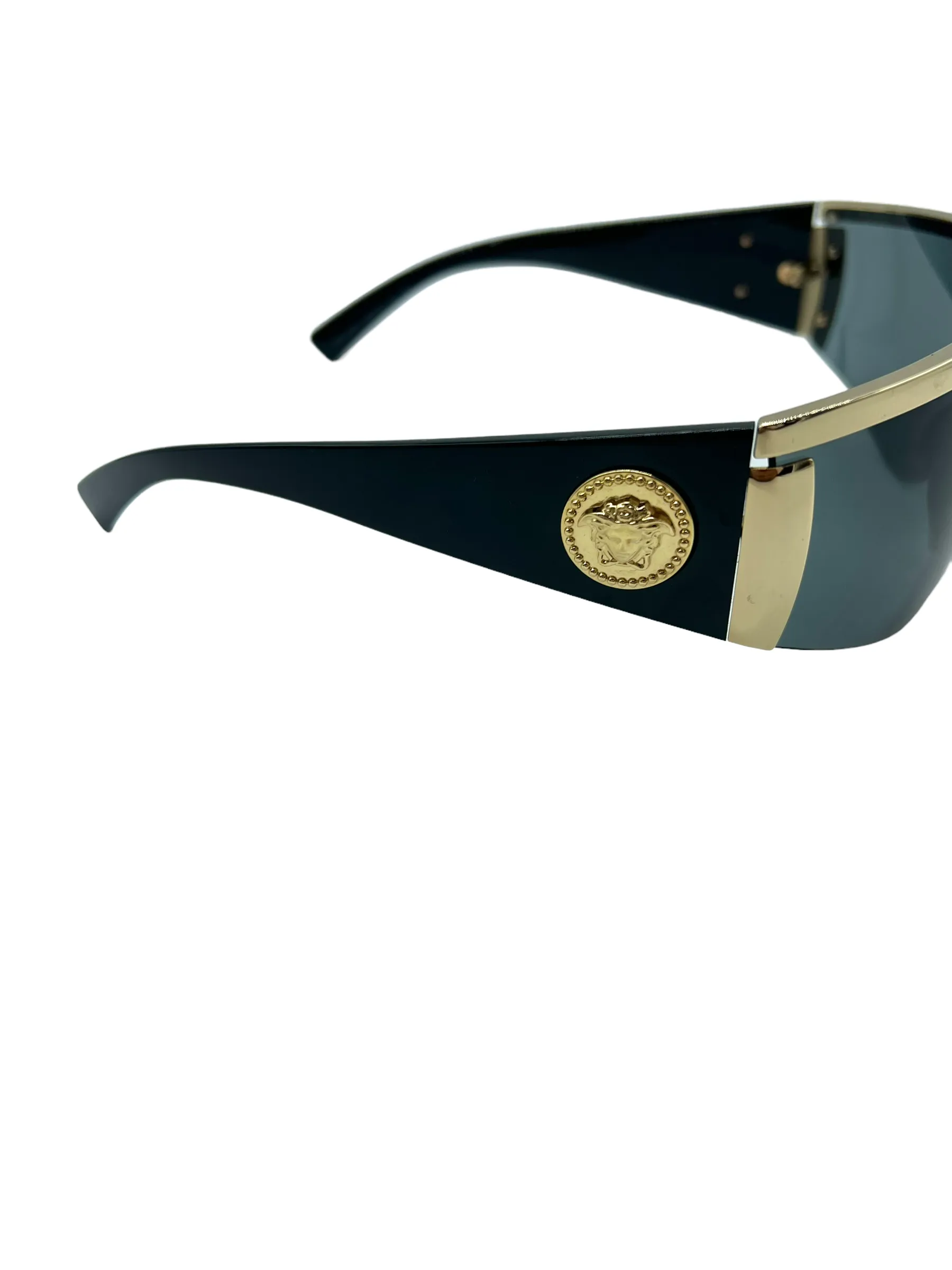 Versace Black & Gold Tribute Shield MOD 2197 Sunglasses