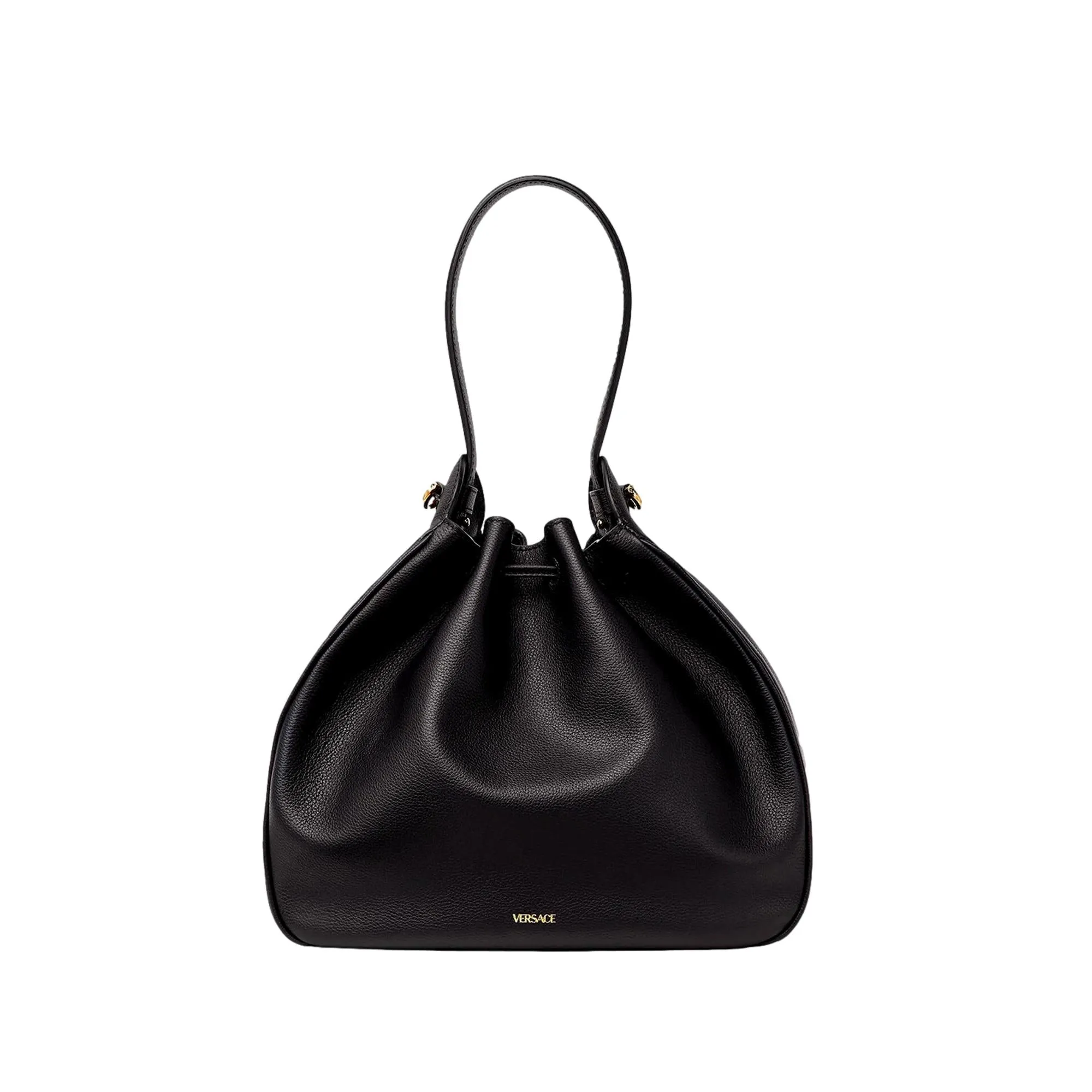 Versace La Medusa Leather Bucket Bag Black