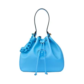 Versace La Medusa Leather Bucket Bag Blue