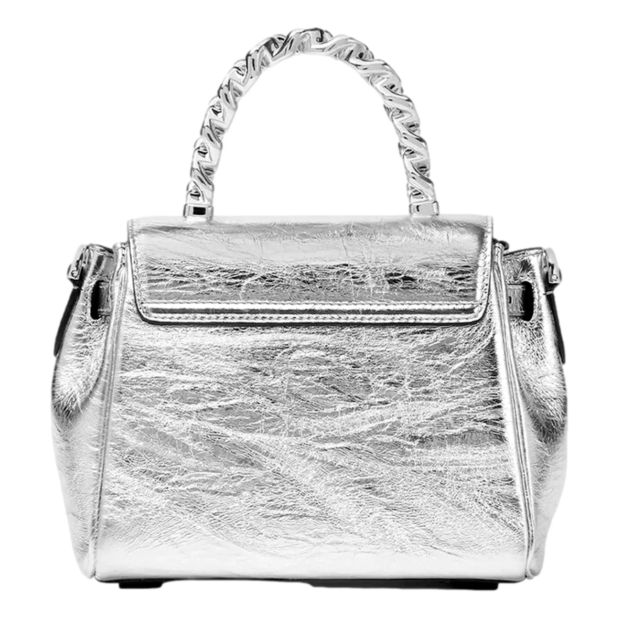 Versace La Medusa Silver Metallic Top Handle Handbag